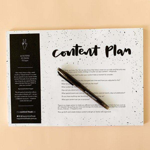 "Content Plan" A4 Notepad